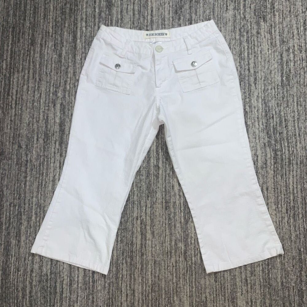 Vintage 90s y2k Joe Boxer Teen Juniors Size 9 White Front Pocket Cargo Pants